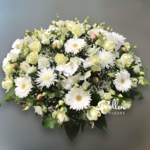 composition de deuil fleurs coupées blanches